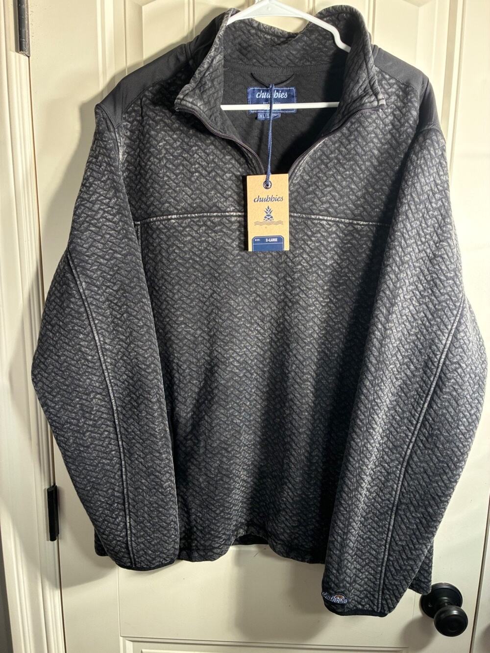 NWT Chubbies Men's XL Back to Basic Quilted 1/4 Zip Pullover Charcoal